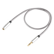 EMK 3.5mm Male to Female Gold-plated Plug Cotton Braided Audio Cable for Speaker / Notebooks / Headphone, Length: 0.5m(Grey)