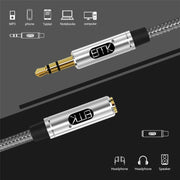 EMK 3.5mm Male to Female Gold-plated Plug Cotton Braided Audio Cable for Speaker / Notebooks / Headphone, Length: 0.5m(Grey)