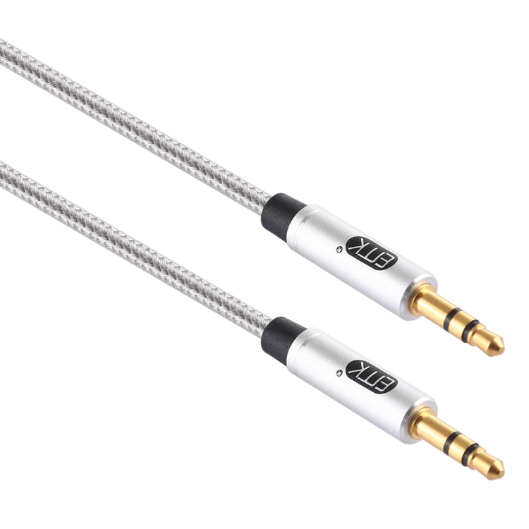 EMK 3.5mm Male to Male Gold-plated Plug Cotton Braided Audio Cable for Speaker / Notebooks / Headphone, Length: 1m(Grey)