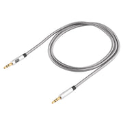 EMK 3.5mm Male to Male Gold-plated Plug Cotton Braided Audio Cable for Speaker / Notebooks / Headphone, Length: 1m(Grey)