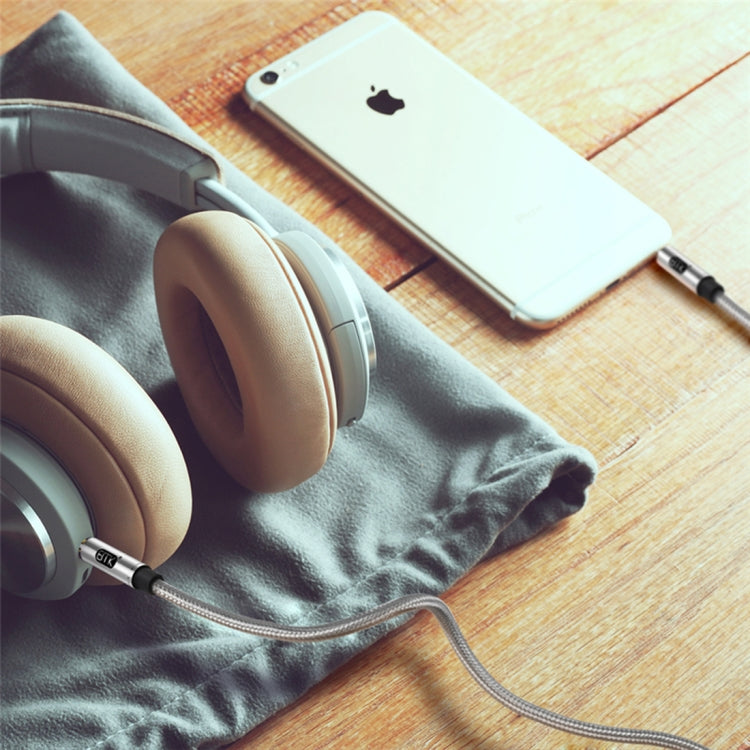 EMK 3.5mm Male to Male Gold-plated Plug Cotton Braided Audio Cable for Speaker / Notebooks / Headphone, Length: 1m(Grey)