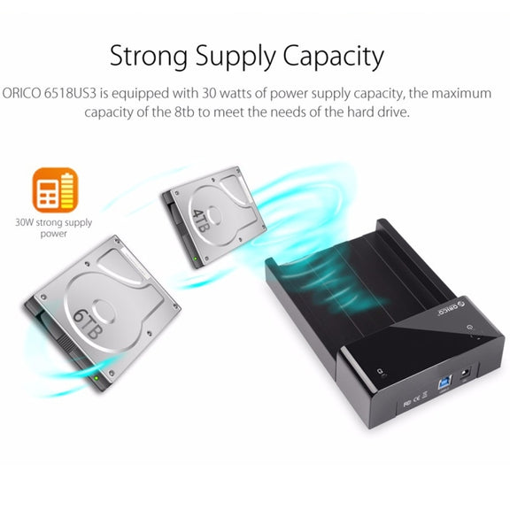ORICO 6518US3 USB 3.0 Type-B 2.5 / 3.5 inch Tool Free HDD Docking Station External Storage Enclosure Hard Disk Box(Black)