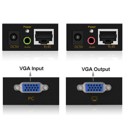 VGA & Audio Extender 1920x1440 HD 100m Cat5e / 6-568B Network Cable Sender Receiver Adapter, UK Plug - VGA Extender by PMC Jewellery | Online Shopping South Africa | PMC Jewellery | Buy Now Pay Later Mobicred