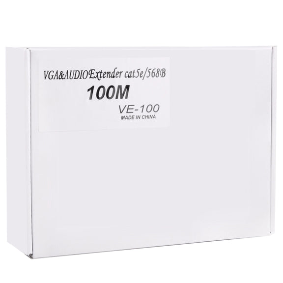 VGA & Audio Extender 1920x1440 HD 100m Cat5e / 6-568B Network Cable Sender Receiver Adapter, UK Plug