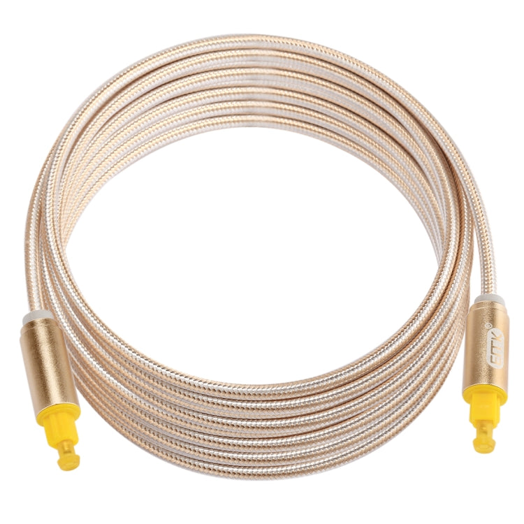 EMK 5m OD4.0mm Gold Plated Metal Head Woven Line Toslink Male to Male Digital Optical Audio Cable(Gold) - Audio Optical Cables by EMK | Online Shopping South Africa | PMC Jewellery | Buy Now Pay Later Mobicred