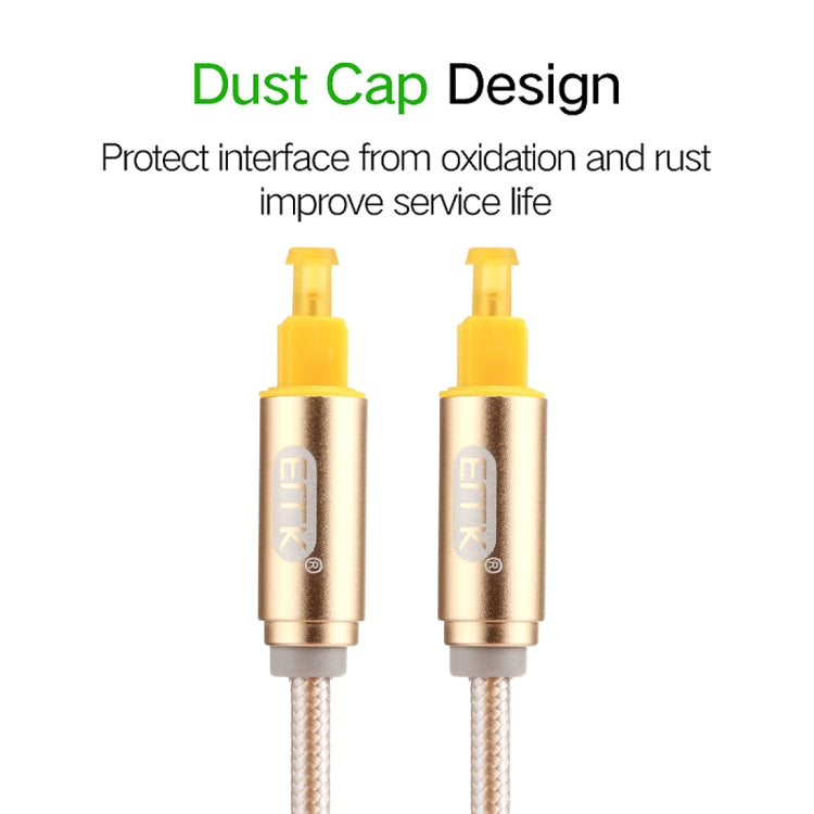EMK 5m OD4.0mm Gold Plated Metal Head Woven Line Toslink Male to Male Digital Optical Audio Cable(Gold)