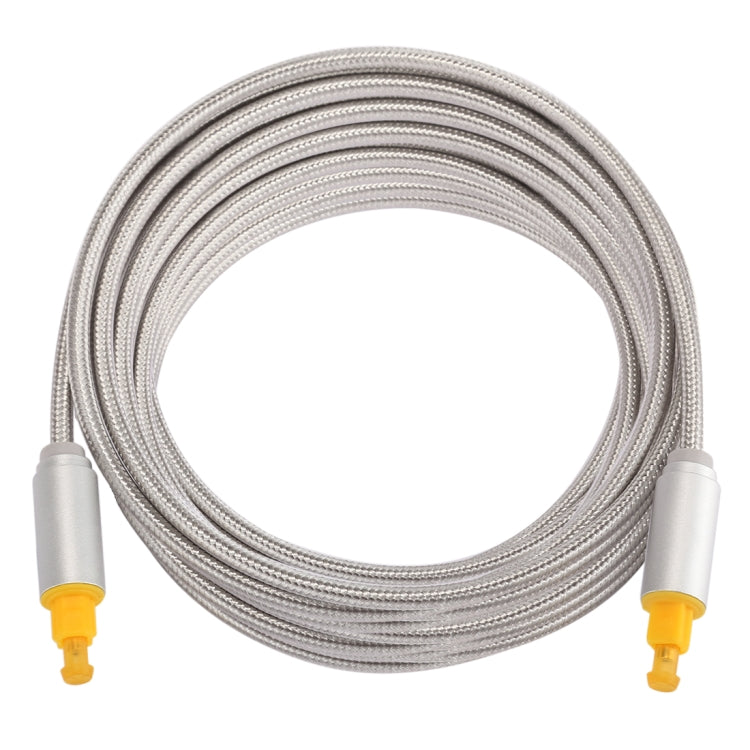 EMK 5m OD4.0mm Gold Plated Metal Head Woven Line Toslink Male to Male Digital Optical Audio Cable(Silver)