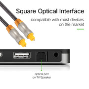 3m OD6.0mm Gold Plated Metal Head Woven Line Toslink Male to Male Digital Optical Audio Cable