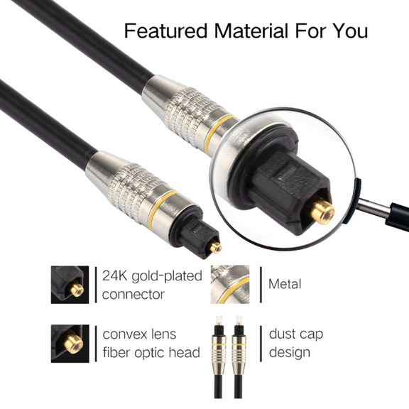 8m OD6.0mm Nickel Plated Metal Head Toslink Male to Male Digital Optical Audio Cable