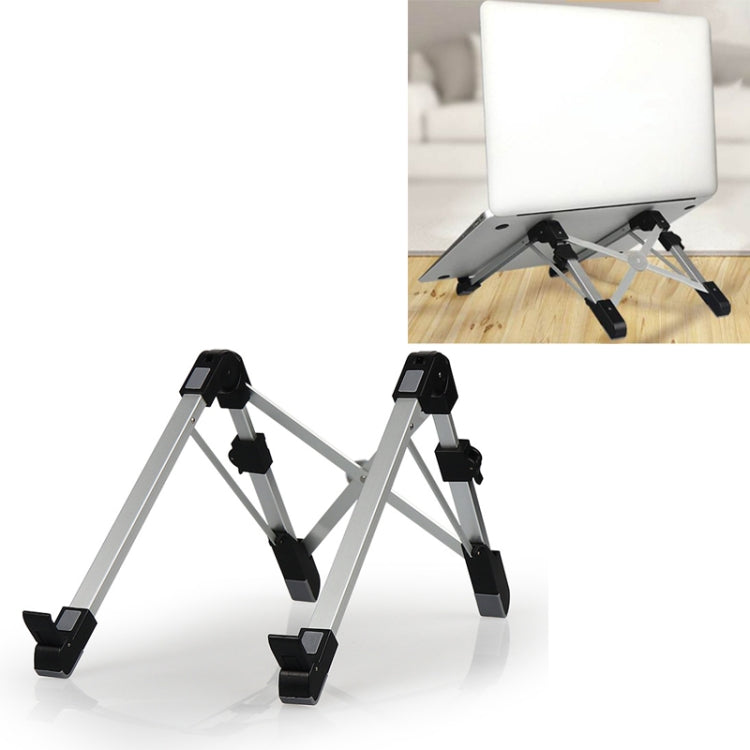 Aluminum Alloy Laptop Height Extender Holder Stand Folding Portable Computer Heat Dissipation Bracket, Size: 24.5x3.3x2.8cm(Black) - MacBook Holder by PMC Jewellery | Online Shopping South Africa | PMC Jewellery | Buy Now Pay Later Mobicred