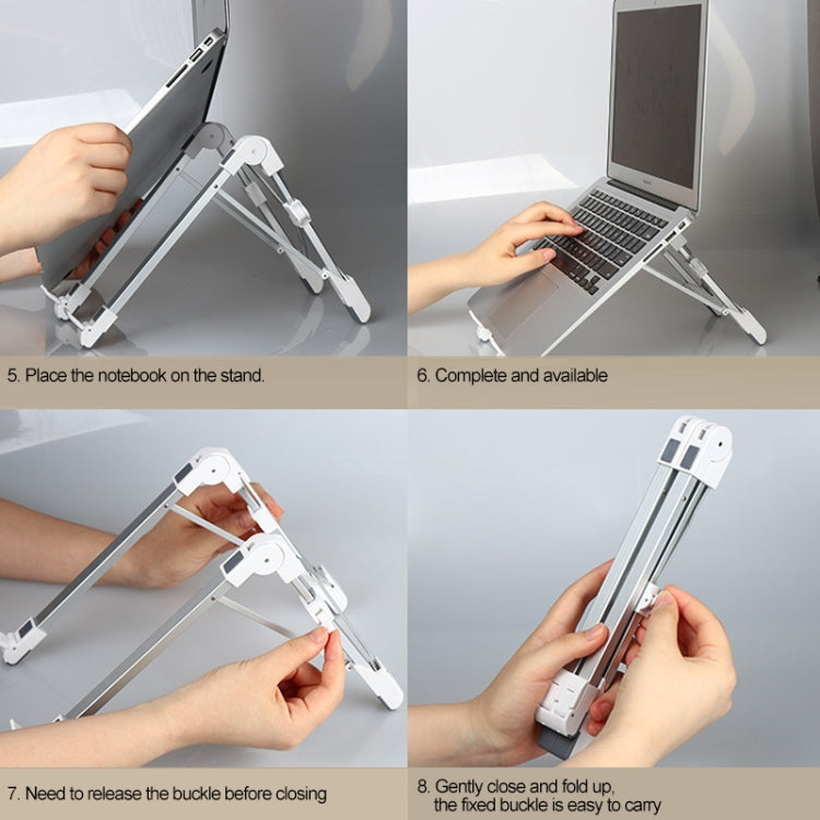 Aluminum Alloy Laptop Height Extender Holder Stand Folding Portable Computer Heat Dissipation Bracket, Size: 24.5x3.3x2.8cm(Black) - MacBook Holder by PMC Jewellery | Online Shopping South Africa | PMC Jewellery | Buy Now Pay Later Mobicred