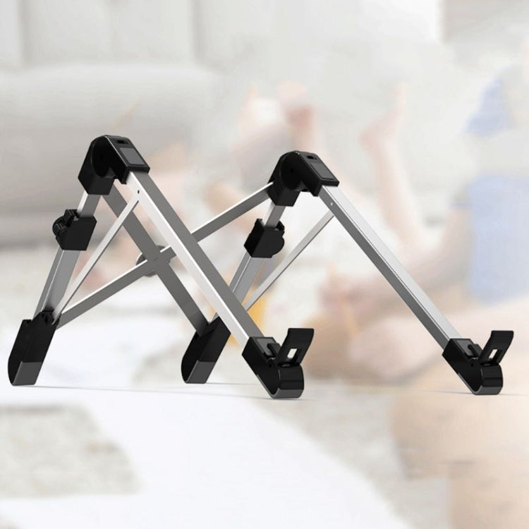 Aluminum Alloy Laptop Height Extender Holder Stand Folding Portable Computer Heat Dissipation Bracket, Size: 24.5x3.3x2.8cm(Black) - MacBook Holder by PMC Jewellery | Online Shopping South Africa | PMC Jewellery | Buy Now Pay Later Mobicred