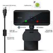 HXSJ S3 500W 1080P Adjustable 180 Degree HD Automatic Focus PC Camera with Microphone(Black)