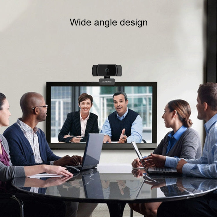 Aoni A20 FHD 1080P IPTV WebCam Teleconference Teaching Live Broadcast Computer Camera with Microphone (Black)