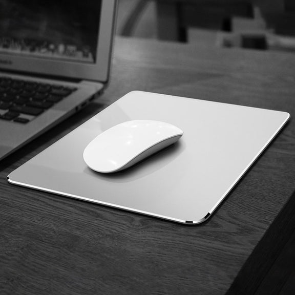 Aluminum Alloy Double-sided Non-slip Mat Desk Mouse Pad, Size : M(Silver)