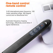 XM930 2.4GHz Wireless Laser PowerPoint Page Turning Pen Multimedia Wireless Presentation Projection Pen with USB Receiver, Support Low Battery Remind, Remote Control Distance: 100m(Black)