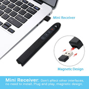 XM930 2.4GHz Wireless Laser PowerPoint Page Turning Pen Multimedia Wireless Presentation Projection Pen with USB Receiver, Support Low Battery Remind, Remote Control Distance: 100m(White)