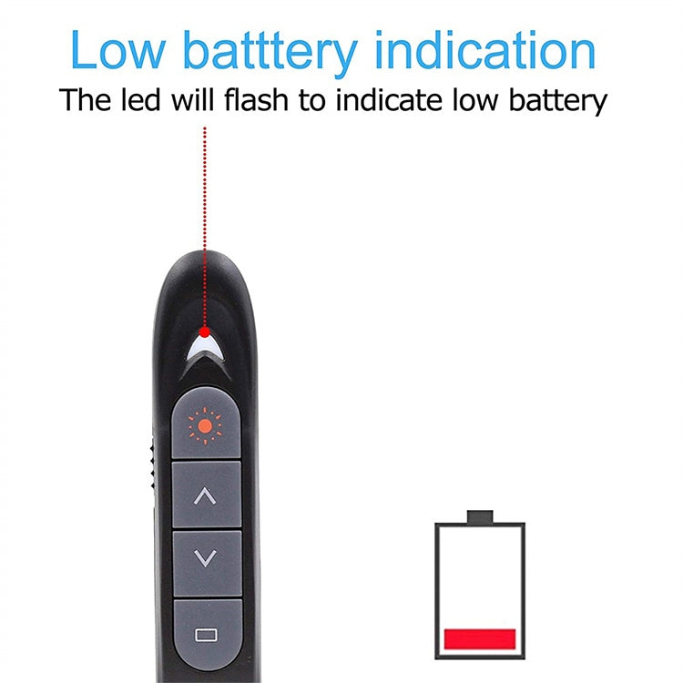 XM930 2.4GHz Wireless Laser PowerPoint Page Turning Pen Multimedia Wireless Presentation Projection Pen with USB Receiver, Support Low Battery Remind, Remote Control Distance: 100m(White)