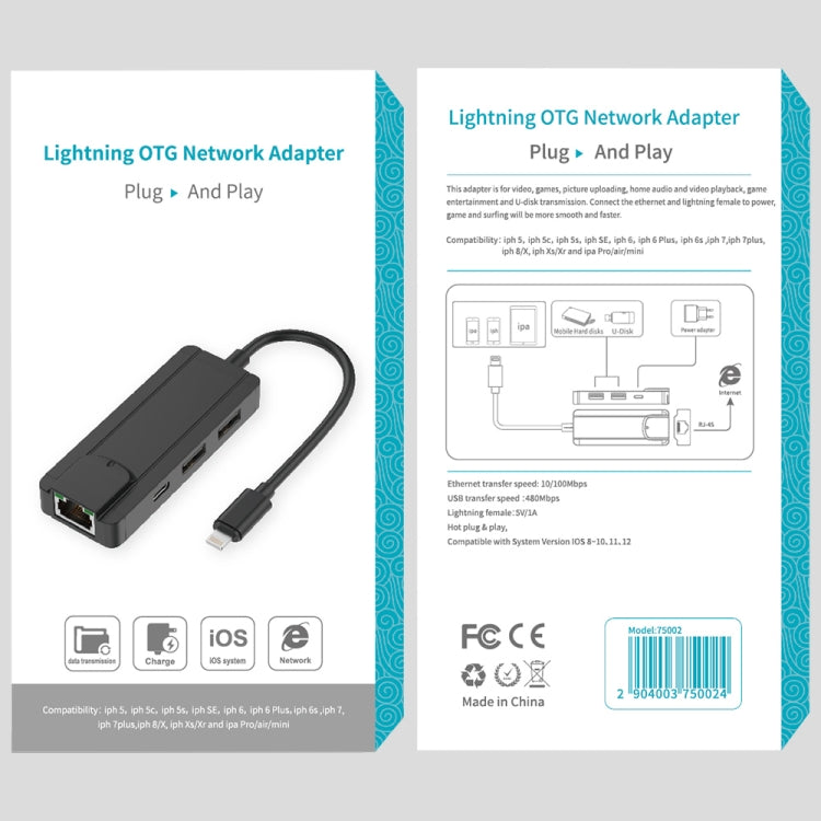 Onten 75002 8PIN to RJ45 Hub USB 2.0 Adapter(Silver)