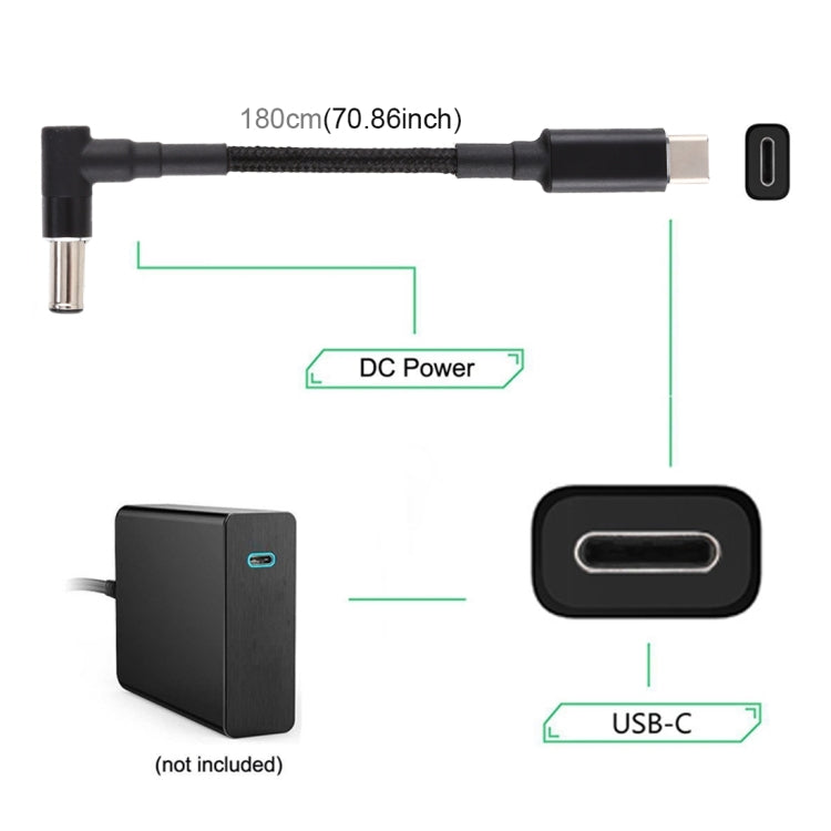 PD 100W 6.0 x 1.4mm Elbow to USB-C / Type-C Nylon Weave Power Charge Cable, Cable Length: 1.7m - For Sony by PMC Jewellery | Online Shopping South Africa | PMC Jewellery | Buy Now Pay Later Mobicred