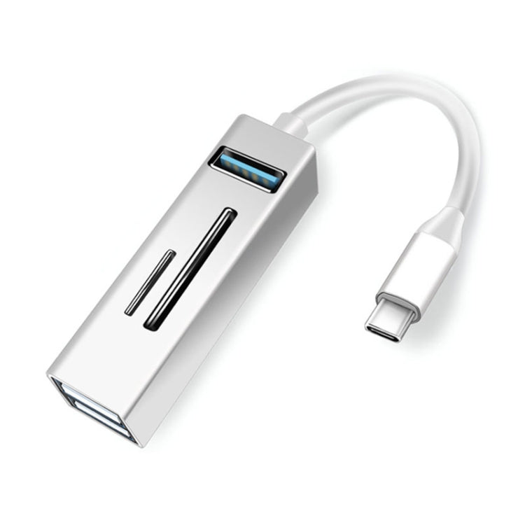 15102 5 in 1 USB-C / Type-C to USB3.0 + SD / TF Card Reader HUB Adapter (Silver) - USB HUB by PMC TechLife | Online Shopping South Africa | PMC TechLife | Buy Now Pay Later Mobicred