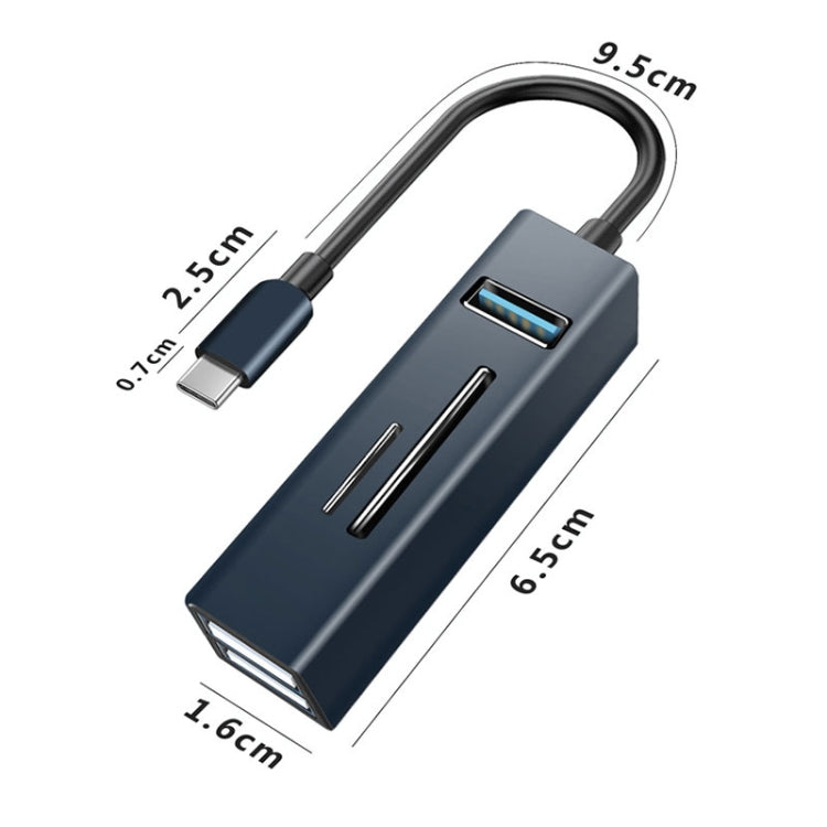 15102 5 in 1 USB-C / Type-C to USB3.0 + SD / TF Card Reader HUB Adapter (Blue) - USB HUB by PMC TechLife | Online Shopping South Africa | PMC TechLife | Buy Now Pay Later Mobicred