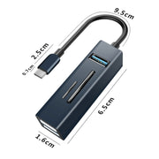 15102 5 in 1 USB-C / Type-C to USB3.0 + SD / TF Card Reader HUB Adapter (Blue)