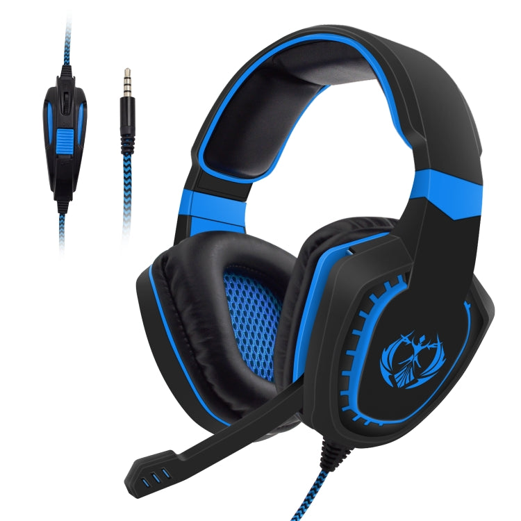 SADES AH-28 3.5mm Plug Wire-controlled Noise Reduction E-sports Gaming Headset with Retractable Microphone, Cable Length: 2m(Black Blue) - free shipping - PMC Jewellery - Order now!