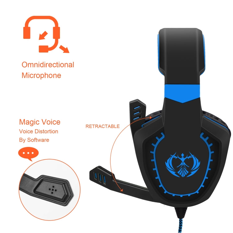SADES AH-28 3.5mm Plug Wire-controlled Noise Reduction E-sports Gaming Headset with Retractable Microphone, Cable Length: 2m(Black Blue) - free shipping - PMC Jewellery - Order now!