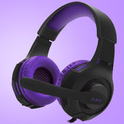 SADES AH-68 3.5mm Plug Wire-controlled E-sports Gaming Headset with Retractable Microphone, Cable Length: 2m(Black purple)