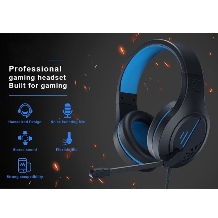 SADES MH601 3.5mm Plug Wire-controlled Noise Reduction E-sports Gaming Headset with Retractable Microphone, Cable Length: 2.2m(Black Blue) - free shipping - PMC Jewellery - Order now!