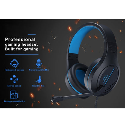 SADES MH601 3.5mm Plug Wire-controlled Noise Reduction E-sports Gaming Headset with Retractable Microphone, Cable Length: 2.2m(Black Blue) - free shipping - PMC Jewellery - Order now!