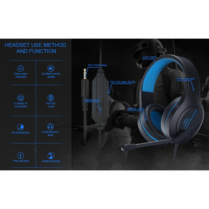 SADES MH601 3.5mm Plug Wire-controlled Noise Reduction E-sports Gaming Headset with Retractable Microphone, Cable Length: 2.2m(Black Blue) - free shipping - PMC Jewellery - Order now!