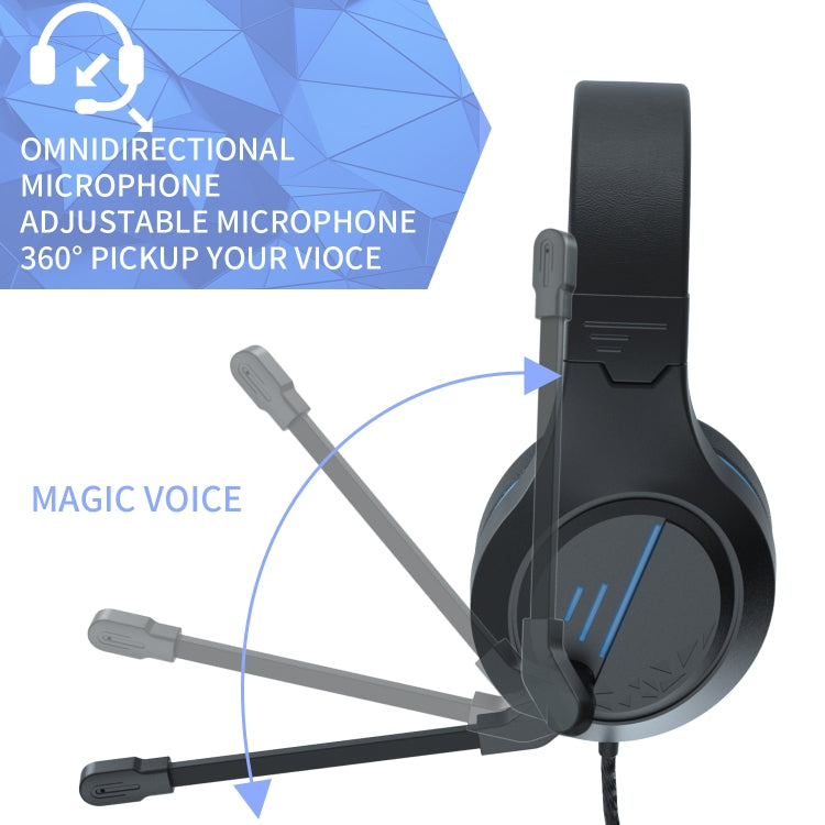 SADES MH601 3.5mm Plug Wire-controlled Noise Reduction E-sports Gaming Headset with Retractable Microphone, Cable Length: 2.2m(Black Blue) - free shipping - PMC Jewellery - Order now!