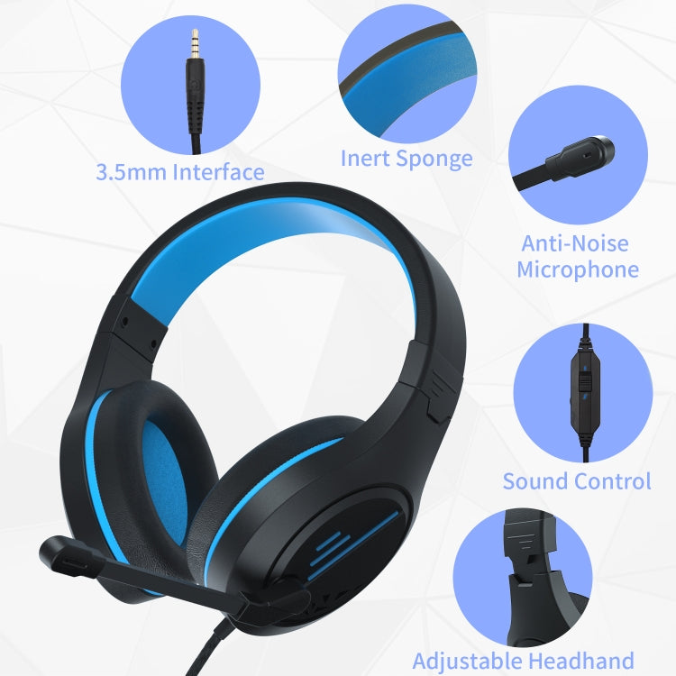 SADES MH601 3.5mm Plug Wire-controlled Noise Reduction E-sports Gaming Headset with Retractable Microphone, Cable Length: 2.2m(Black Blue) - free shipping - PMC Jewellery - Order now!