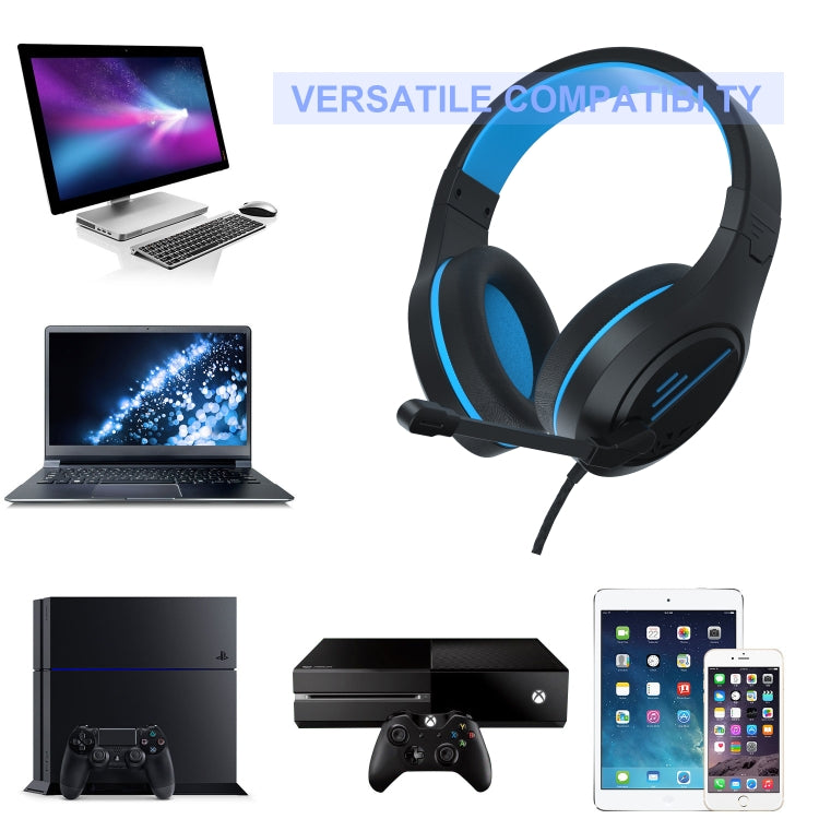SADES MH601 3.5mm Plug Wire-controlled Noise Reduction E-sports Gaming Headset with Retractable Microphone, Cable Length: 2.2m(Black Blue) - free shipping - PMC Jewellery - Order now!