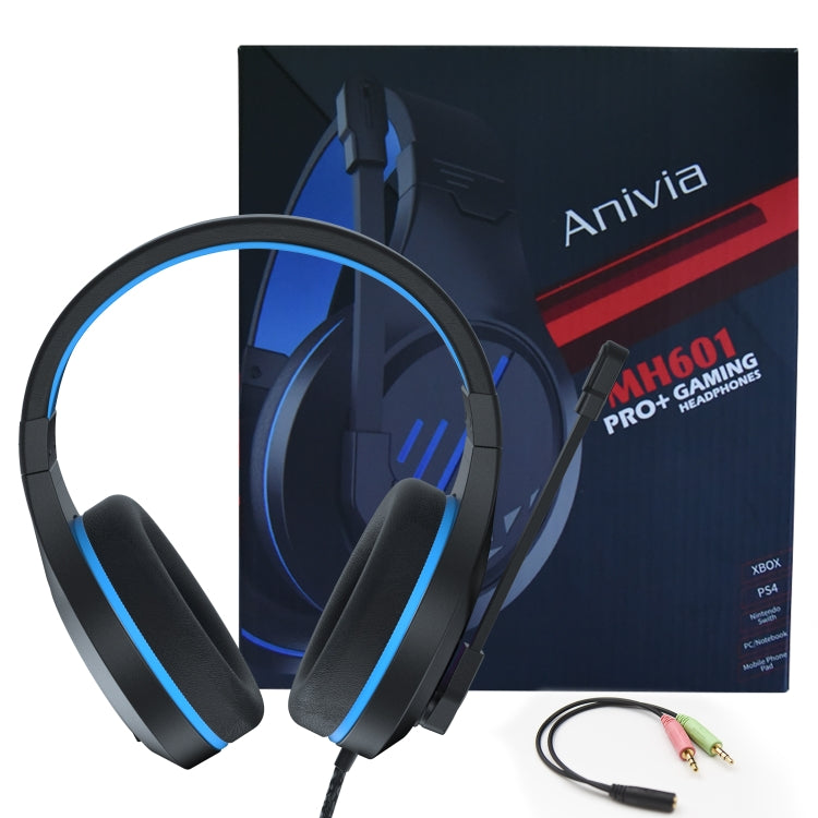 SADES MH601 3.5mm Plug Wire-controlled Noise Reduction E-sports Gaming Headset with Retractable Microphone, Cable Length: 2.2m(Black Blue) - free shipping - PMC Jewellery - Order now!