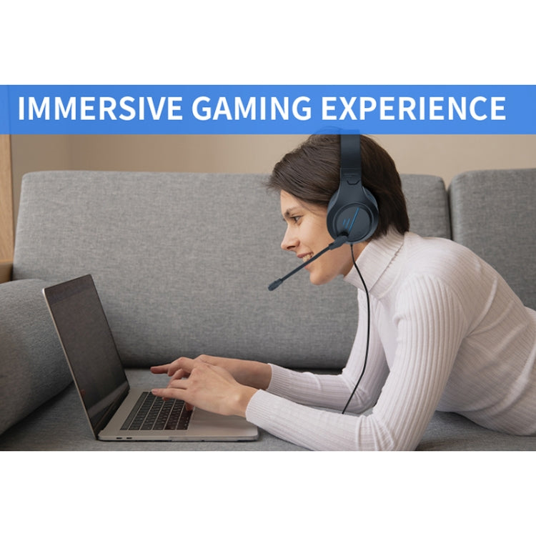 SADES MH601 3.5mm Plug Wire-controlled Noise Reduction E-sports Gaming Headset with Retractable Microphone, Cable Length: 2.2m(Black Blue) - free shipping - PMC Jewellery - Order now!
