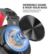 OneOdio A71 Head-mounted Noise Reduction Wired Headphone with Microphone (Black Red)