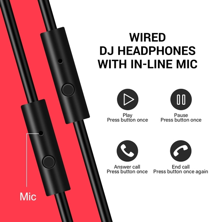 OneOdio A71 Head-mounted Noise Reduction Wired Headphone with Microphone (Black Red)