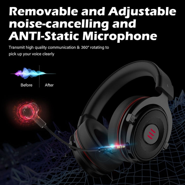 EKSA E900 Pro 7.1 Gaming Wire-Controlled Head-mounted USB Luminous Gaming Headset with Microphone(Black) - free shipping - PMC Jewellery - Order now!