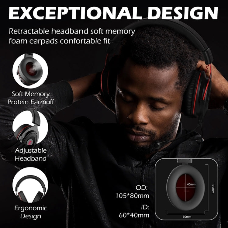 EKSA E900 Pro 7.1 Gaming Wire-Controlled Head-mounted USB Luminous Gaming Headset with Microphone(Black) - free shipping - PMC Jewellery - Order now!