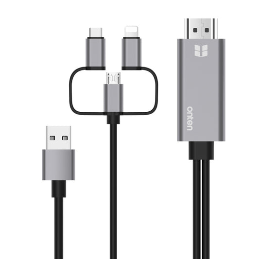Onten OTN-7537A 3 in 1 1080P Mobile HD Screen Player Adapter Cable(Grey) - free shipping - PMC Jewellery - Order now!