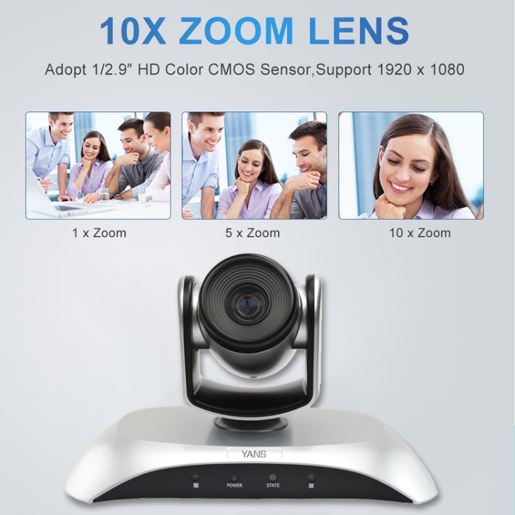 YANS YS-H110UH USB HD 1080P 10X Zoom Wide-Angle Video Conference Camera with Remote Control(Silver) - free shipping - PMC Jewellery - Order now!