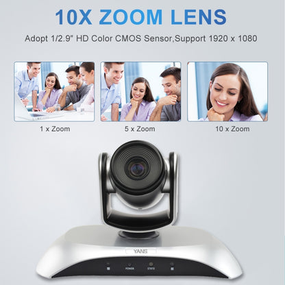 YANS YS-H110UH USB HD 1080P 10X Zoom Wide-Angle Video Conference Camera with Remote Control(Silver) - free shipping - PMC Jewellery - Order now!