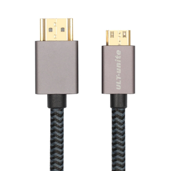 ULT-unite Gold-plated Head HDMI 2.0 Male to Mini HDMI Male Nylon Braided Cable, Cable Length: 1.2m(Black)