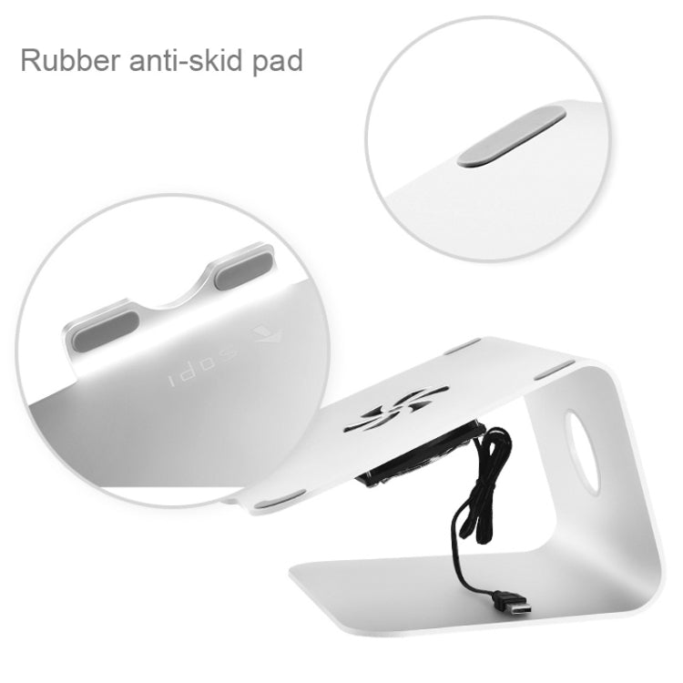 SOPI ZJ-001 Classic Style Aluminum Cooling Stand with Cool Fan for Laptop, Suitable for Mac Air, Mac Pro,  iPad, and Other Laptops (Silver) - Laptop Stand by PMC Jewellery | Online Shopping South Africa | PMC Jewellery | Buy Now Pay Later Mobicred