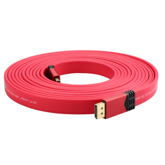4K 60Hz DisplayPort 1.2 Male to DisplayPort 1.2 Male Aluminum Shell Flat Adapter Cable, Cable Length: 3m (Red)