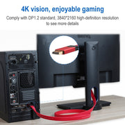 4K 60Hz DisplayPort 1.2 Male to DisplayPort 1.2 Male Aluminum Shell Flat Adapter Cable, Cable Length: 3m (Red)