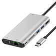 Onten 9591BD 8 in 1 USB-C / Type-C to PD USB-C / Type-C Charging + Gigabit Ethernet + Dual USB 3.0 + HDMI + VGA + SD Card Slot + 3.5mm AUX HUB(Silver) - free shipping - PMC TechLife - Order now!